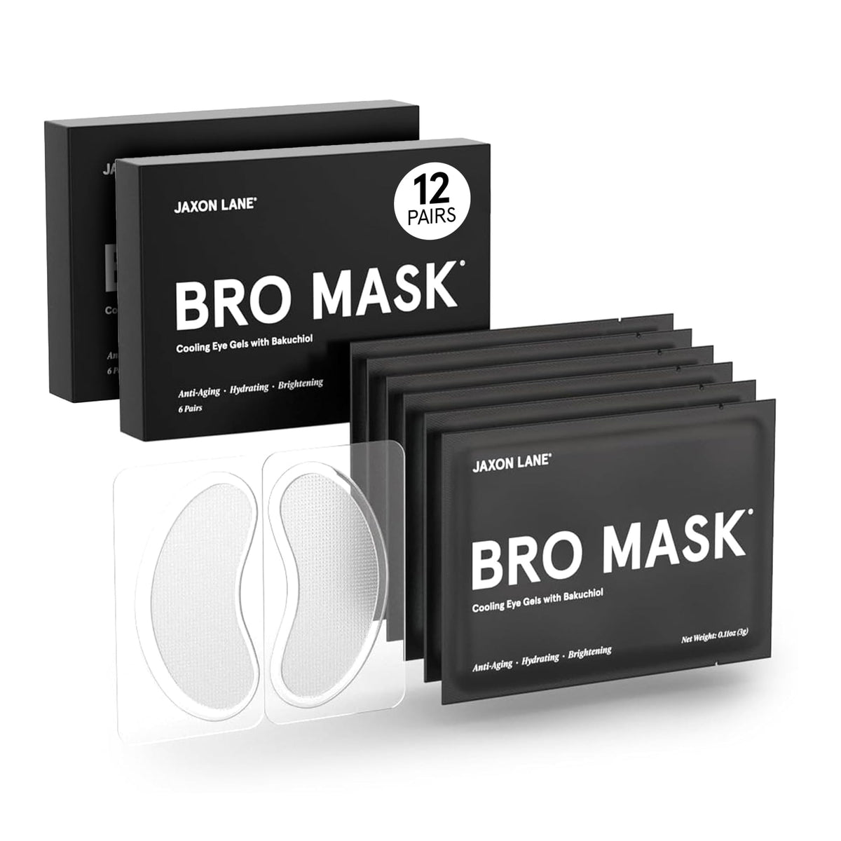 JAXON LANE Bro Mask Under Eye Patches for Men for Dark Circles, 1 x 6 Pairs