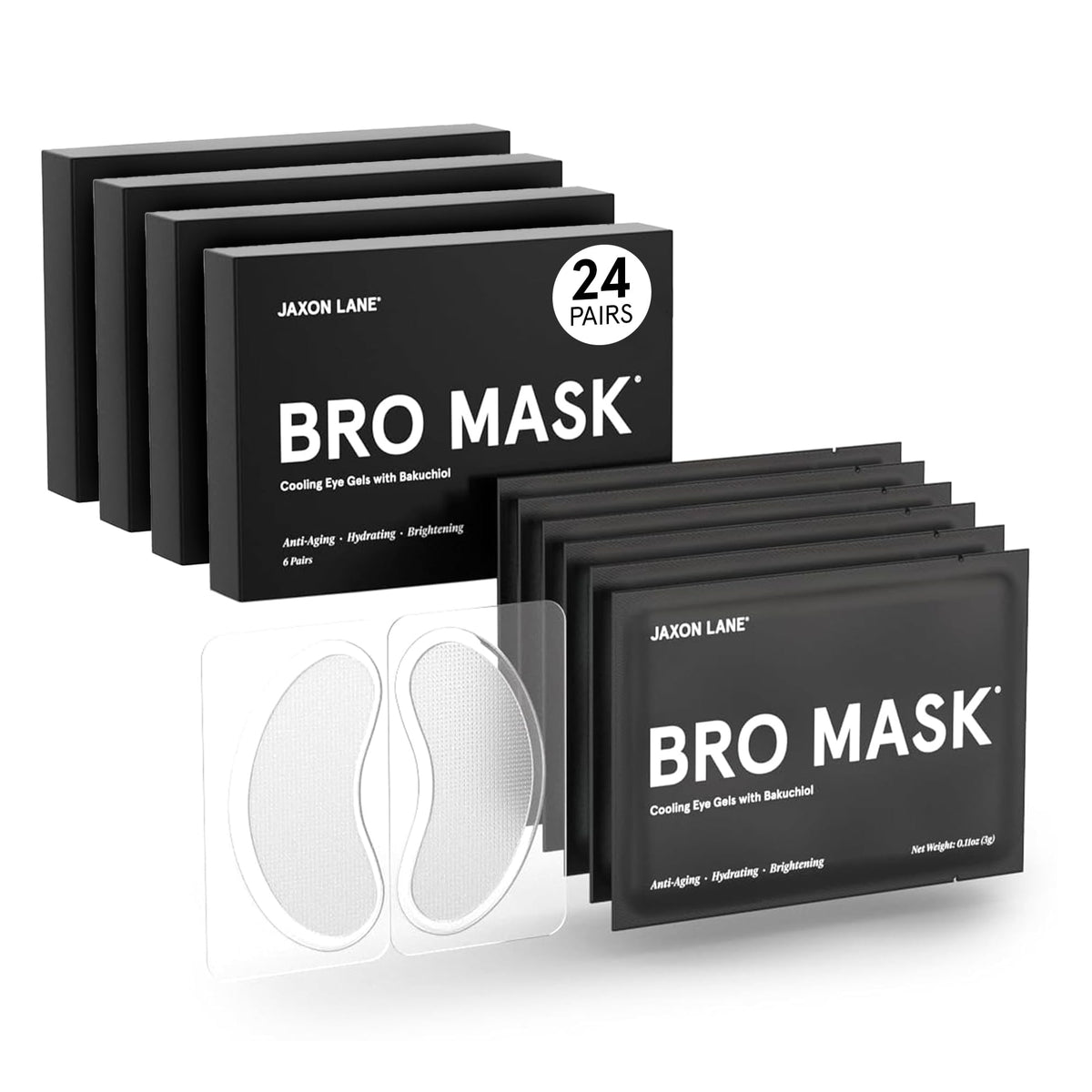 JAXON LANE Bro Mask Under Eye Patches for Men for Dark Circles, 1 x 6 Pairs